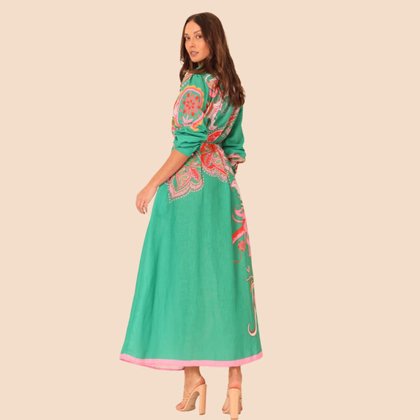 Back view of the dress - it also has a contrast pink hem.