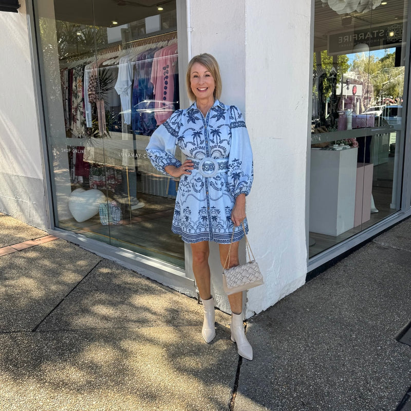 Xander Mini Dress (Indigo)