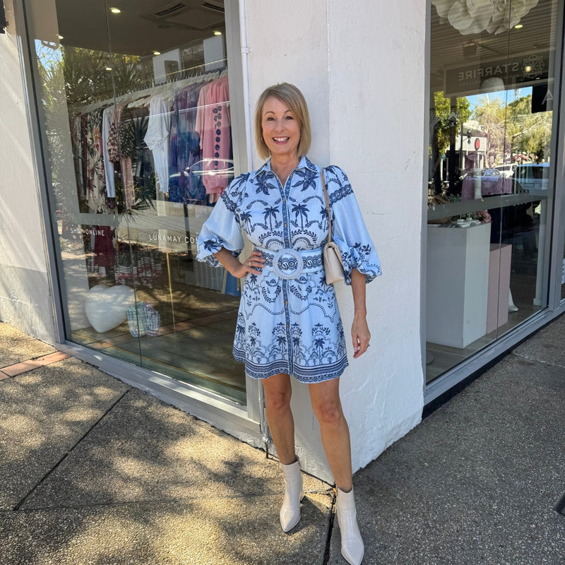 Xander Mini Dress (Indigo)