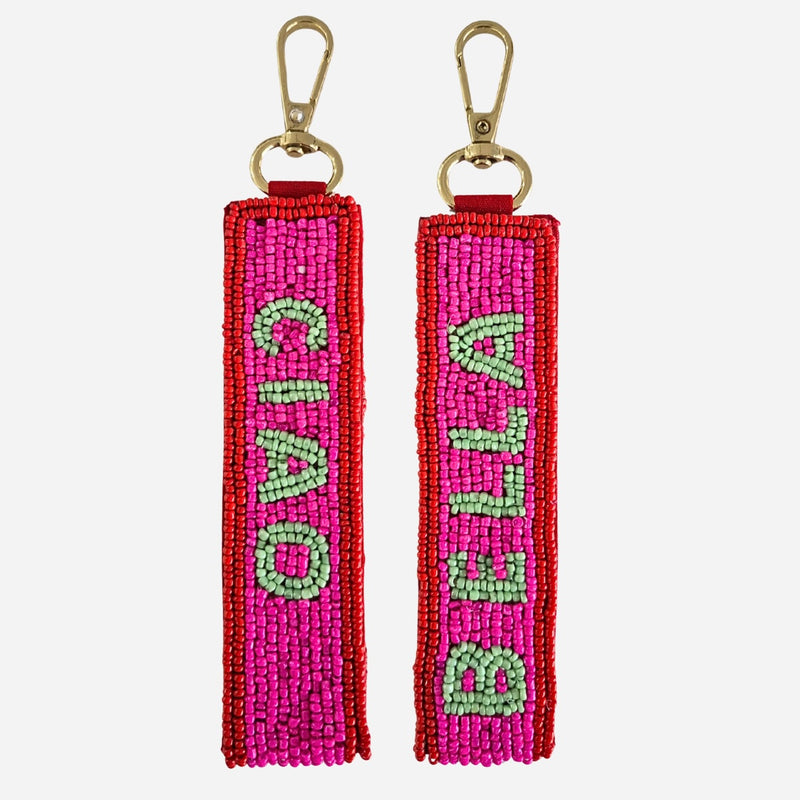 Beaded Ciao Bella Key Chain - Bella on one side and Ciao on the other side.