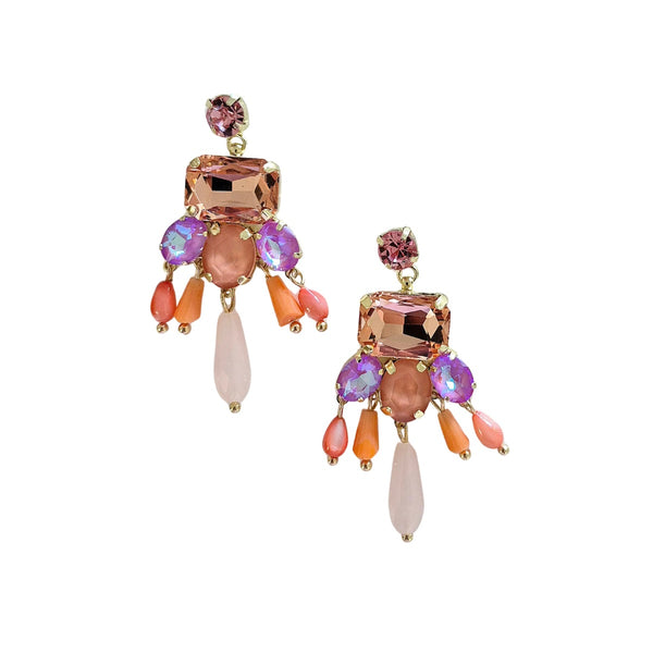 Statement Gem Earrings 9656 (Pink)