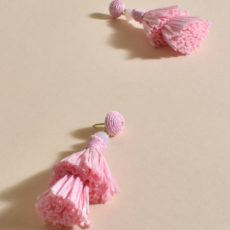 Camille Tassel Drop Earrings (Pale Pink)