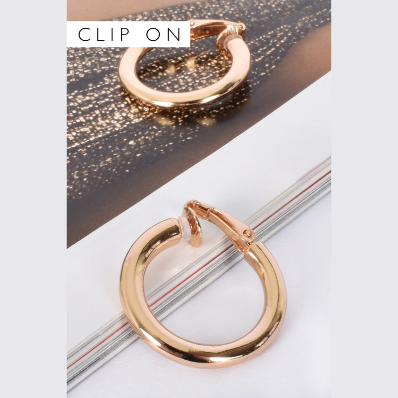 Eliza Clip On Hoop Earrings in Gold