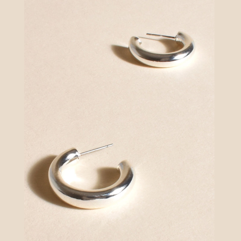 Isla Mid Tube Hoop Earrings in Silver