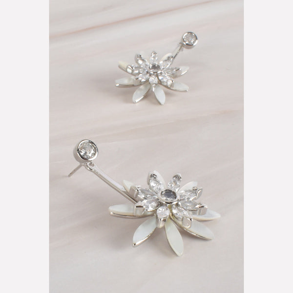 Jewelled Event Floral Earrings (Silver)