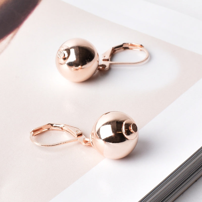 Polished Ball Hook Earrings (Rose)