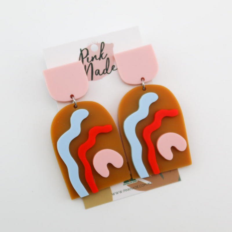 Pink Nade Kayla Statement Earrings (Pink/Mustard/Blue/Red)
