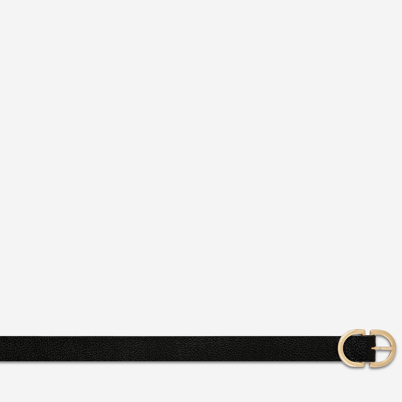 Status Anxiety In Reverse Leather Belt (Black/Gold)