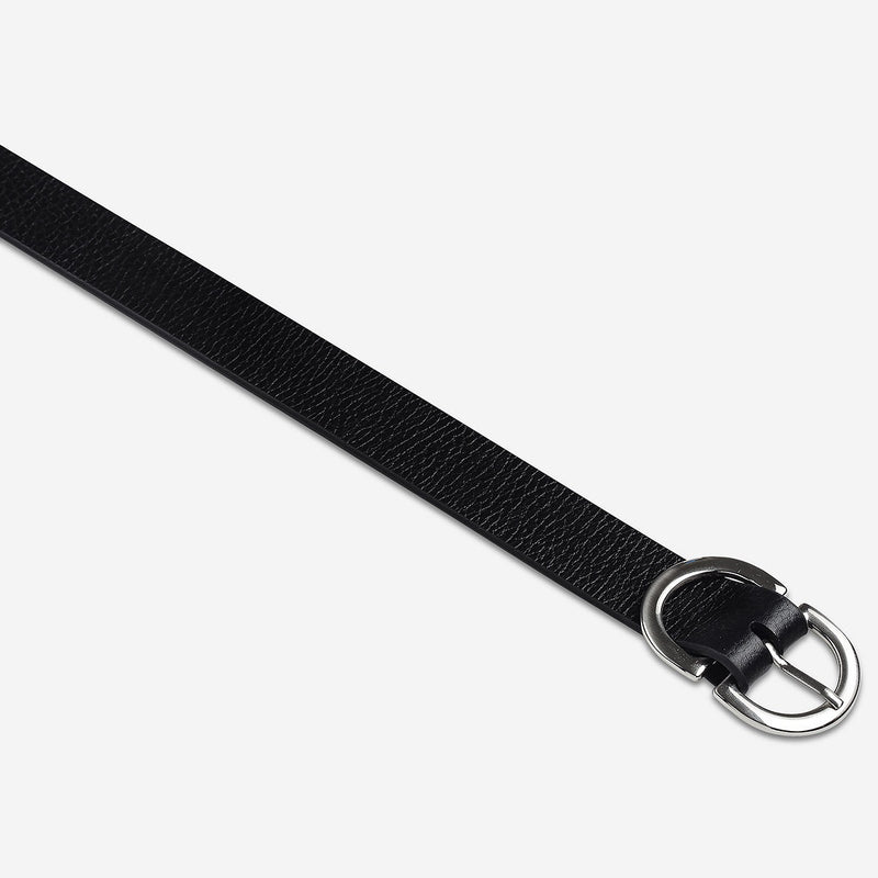 Status Anxiety In Reverse Leather Belt (Black/Silver)